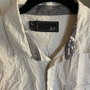 Lost Gray and White Casual Button Down Shirt